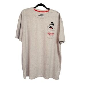 Disney Mickey and Friends Mens XXL Pocket Graphic T-Shirt Ash Gray